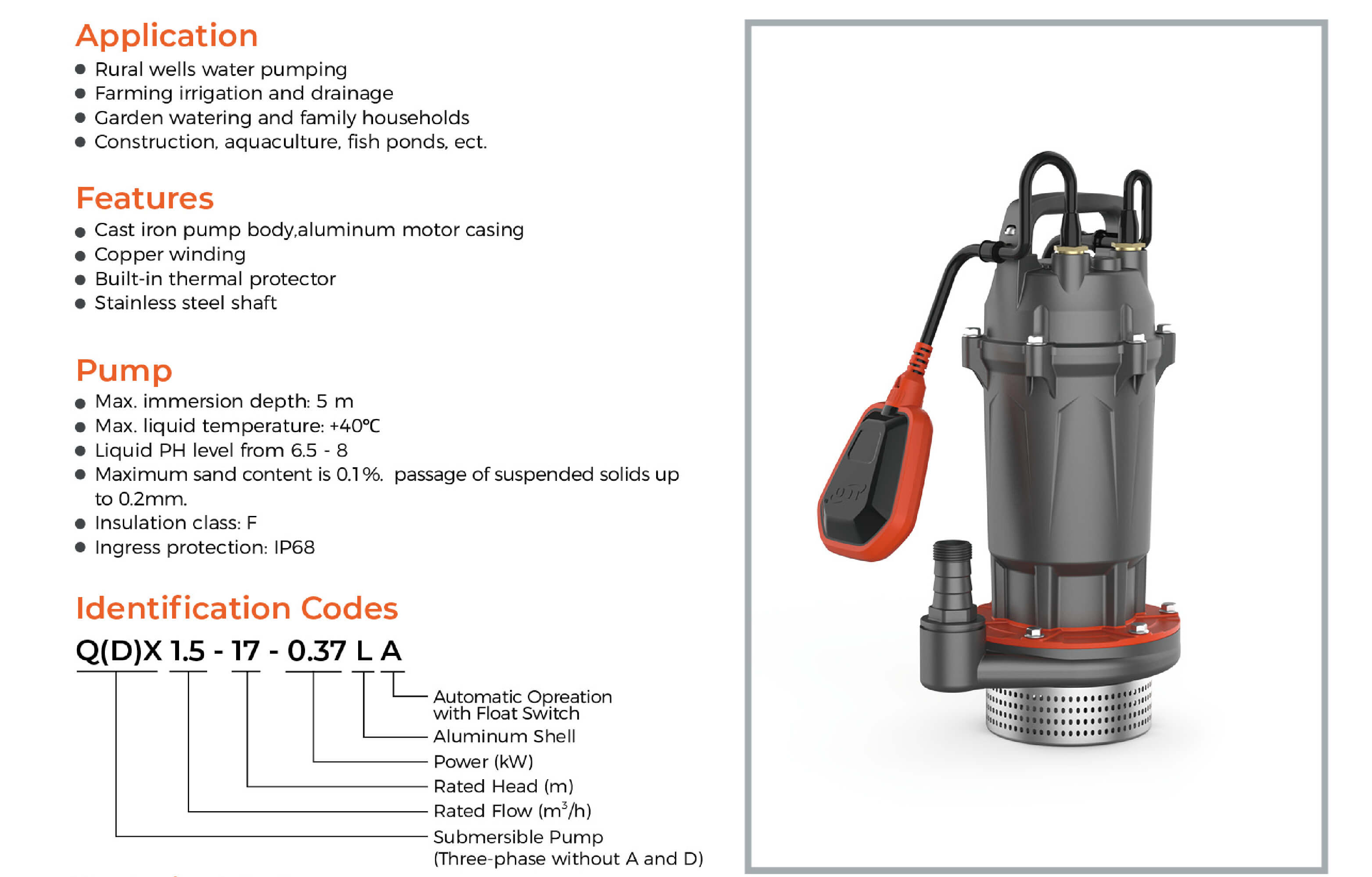 QDX-L Submersible Pump Features